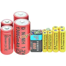 4x AA 3000mAh+ 4x AAA 1800mAh батарея+ 1x9 V 600mAh батарея+ 2x D размер батареи+ 2x C размер ni-mh аккумуляторная батарея