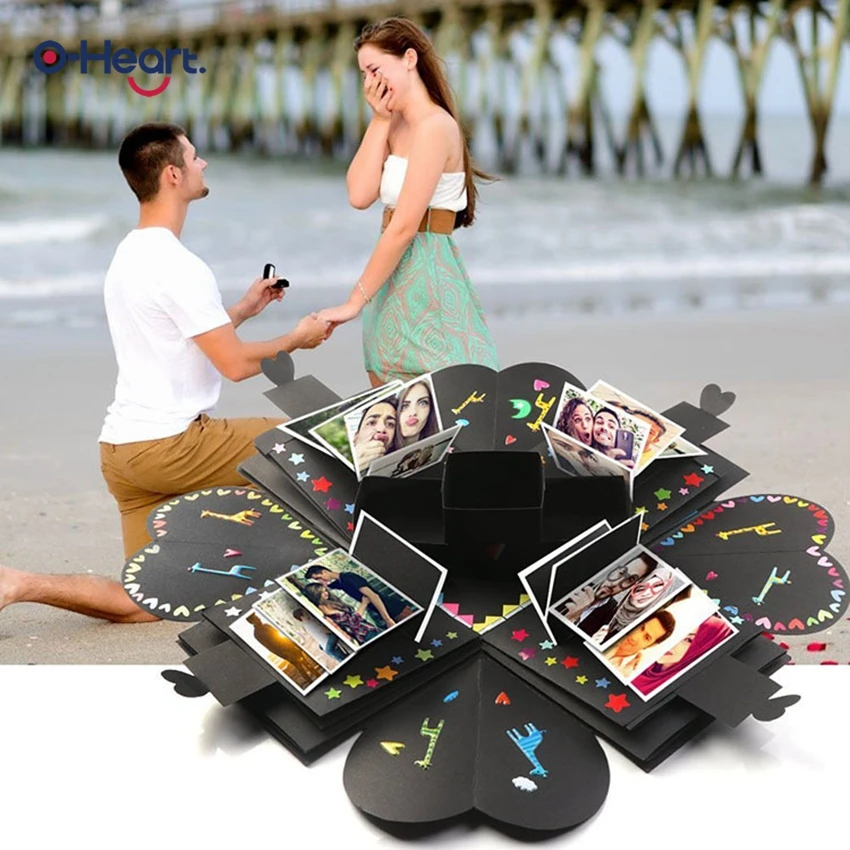 OHEART DIY сюрприз любовь взрыв коробка подарок для юбилея скрапбук Фотоальбом на