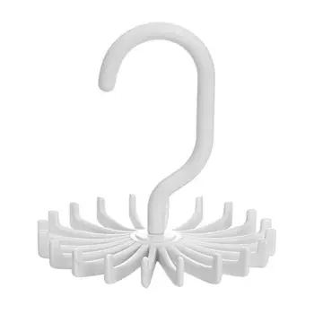 Mini Plastic Tie Rack 20 Ties Hanger Rotating Hook Belts Scarves Holder E5M1
