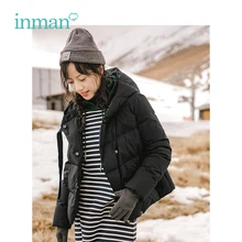 INMAN зимнее новое поступление с капюшоном Стильное короткое модное женское зимнее теплое пуховое повседневное пальто
