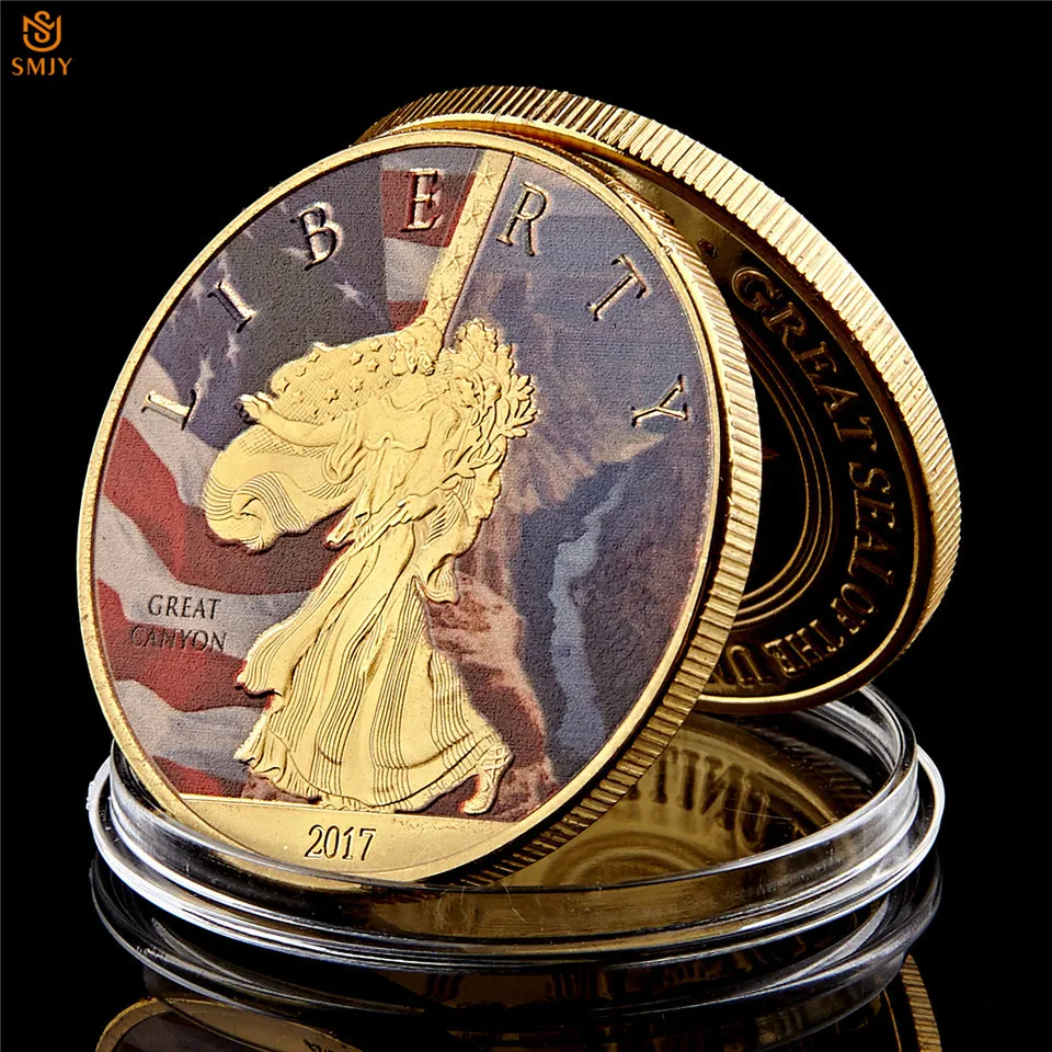 2017 USA Gold Challenge Coin Lady Statue of Liberty Great Seal of USA Coin Token 