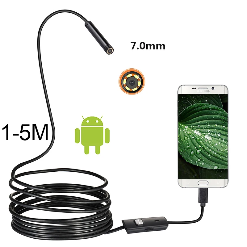 

7mm mini endoscope camera Waterproof level IP67 soft wire endoscopio usb android Built-in 6 LED light HD long1/1.5/2/3.5/5m