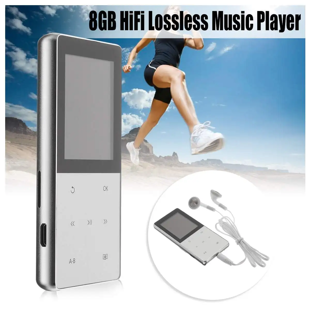 

1.8inch bluetooth Sport MP3 Player HiFi Lossless Music Player Portable Audio 8GB A6 TFT LED HiFi Screen FM USB SD with Earphone