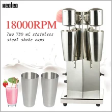 Xeoleo Commercial Stainless Steel Milk Shake Machine Double Head Mixer Blender Make Milks Foam/Milkshake Bubble Tea Machine itop electric single milkshake mixers stainless steel milkshake foam bubble tea shop smoothies maker blender machine