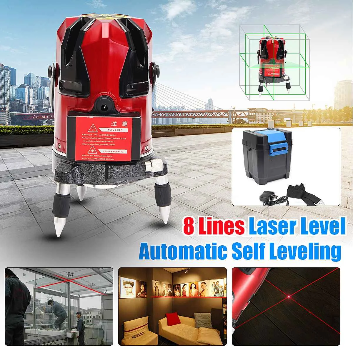 

8 Line Rotary Laser Line Beam Self Leveling Gradienter Levels Measuring Meter