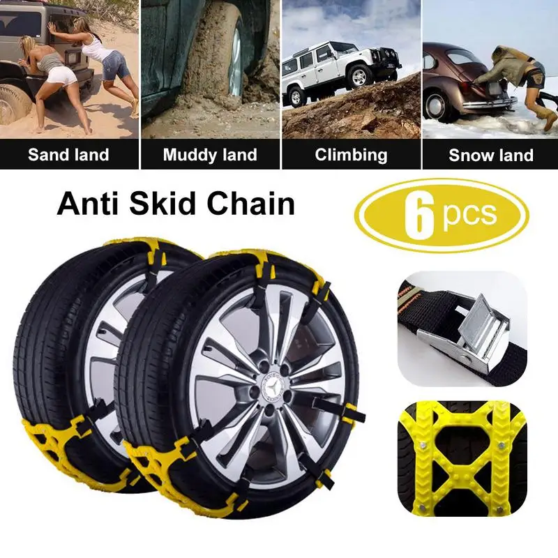 

6Pcs Car Tendon Thickening Anti-skid Chain Anti-skid Nails Ice Removal Snow Special With Instructions Snow Shovel Gloves