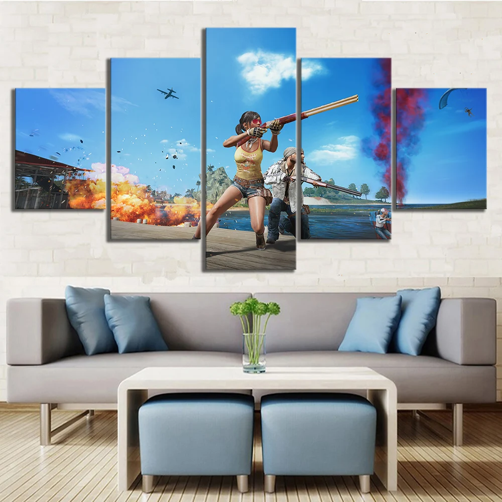 

5 Piece Pubg Stimulate The Battlefield Video Game Poster Wall Pictures for Home Decor Poster Artwork Wall Decor Canvas Wholesale