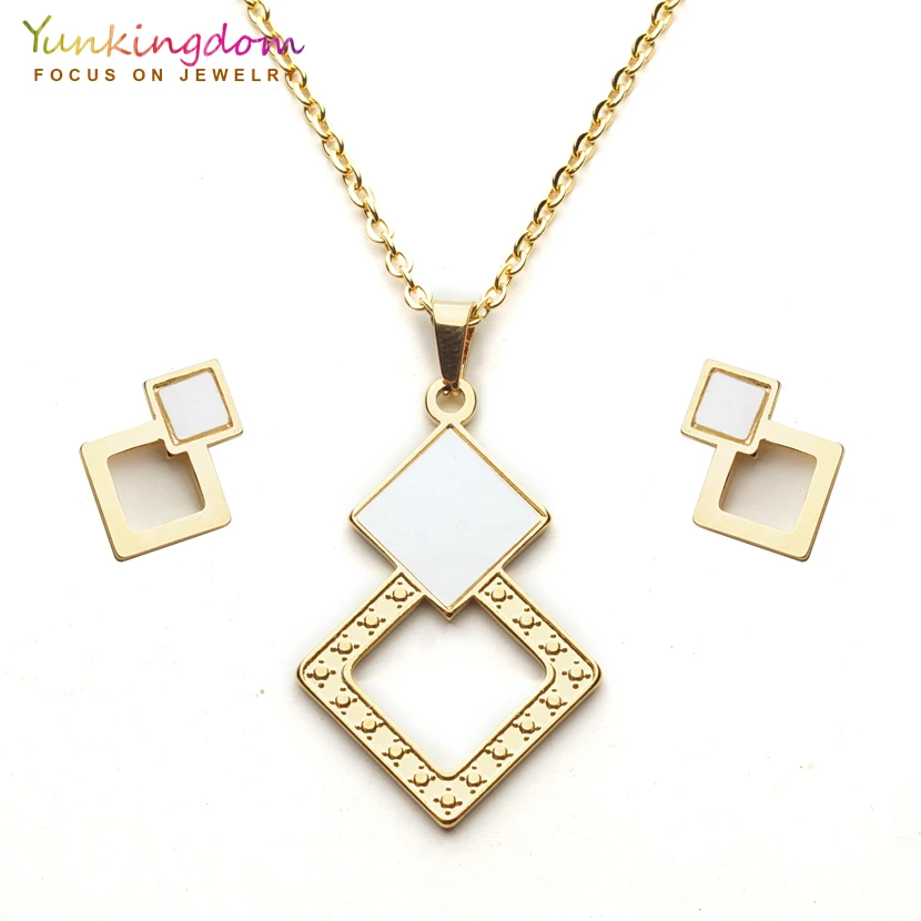 Yunkingdom геометрические Ювелирные наборы Дубай кулон ожерелье серьги гвоздики для