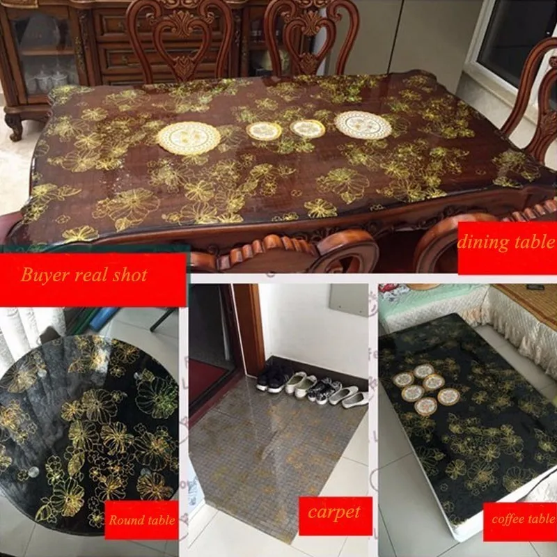 LDAJMW PVC Waterproof Tablecloth Tablecloth Floor Mat With Pattern Kitchen Table Cover Tarpaulin Soft Glass Tablecloth 1.0 Mm