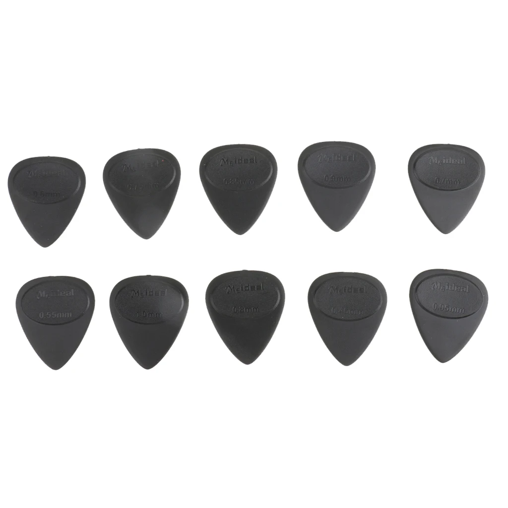 

Box Of 10pcs ABS Mixed Thickness Non Slip Ukulele Guitar Plectrums - Black 30x26mm