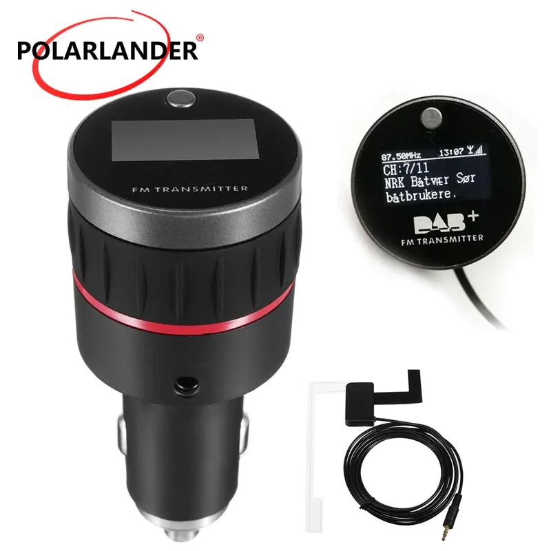 

FM Transmitter Tuner Receiver With Converter Plug-and-Play Knob Car DAB Radio Cigarette Lighter With 5V 2.4A A USB Part