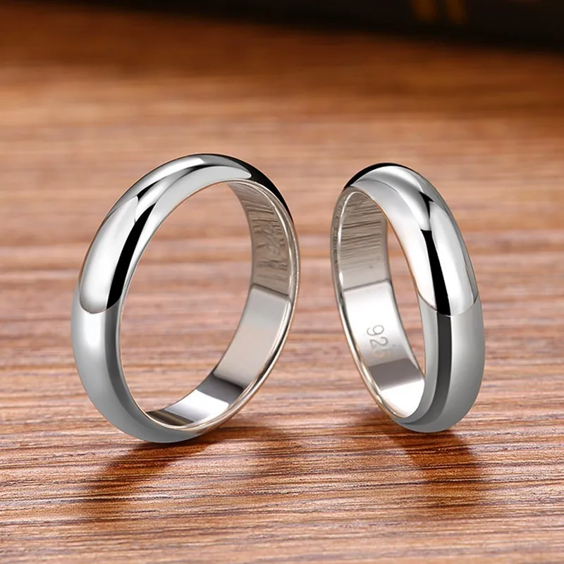 ZABRA 925 серебро гладкие Простые Свадебные парные кольца для мужчин или женщин подарок 5 мм широкое обручальное кольцо