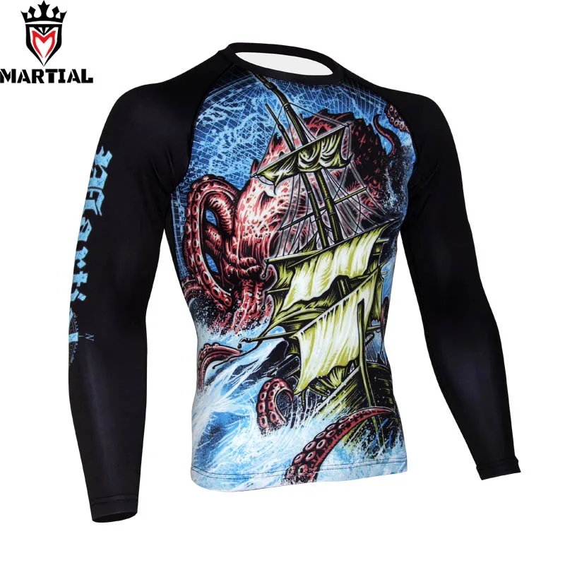 Боевые искусства: Исследование печатных ММА rashguards BJJ Джерси боксерская версия