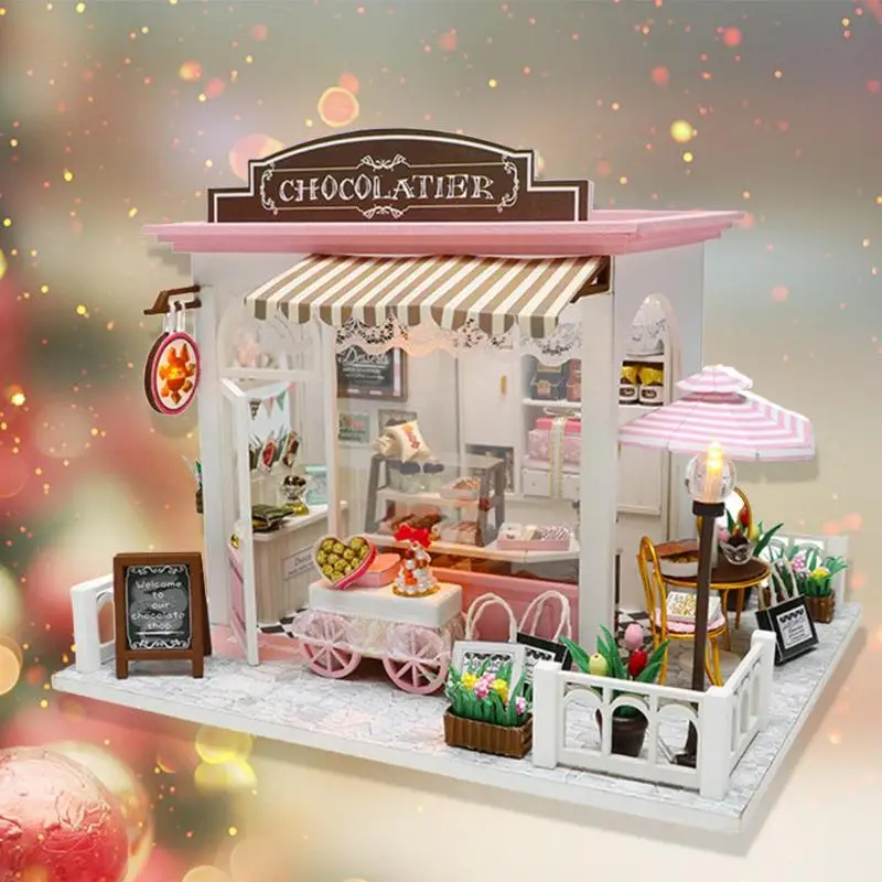 

Wooden Miniature Doll House Furniture Children Adult Villa Model Building Kits for Children Gift 3D Wooden Craft Dollhouse Toy