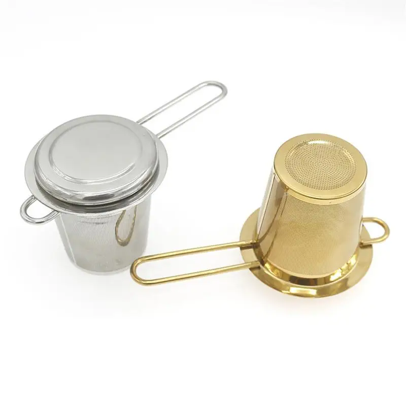 Foldable Stainless Steel Tea Pot Filter With Lid Tea Bag Infusers
