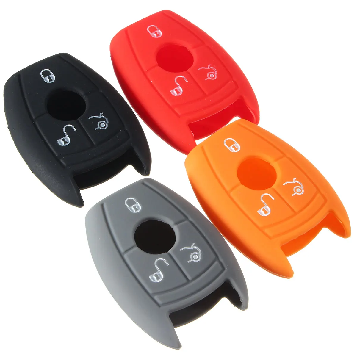 Silicone Car Key Case Cover Holder For Mercedes Benz C300 E350 Smart