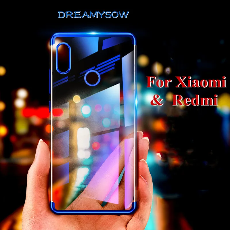

Plating Case for Xiaomi 6 A1 A2 5X 6X Mix2s Ultra Thin Silicone TPU Phone Cover for Redmi 6 6A 6Pro 4x 4A 5 Note 5A Transparent
