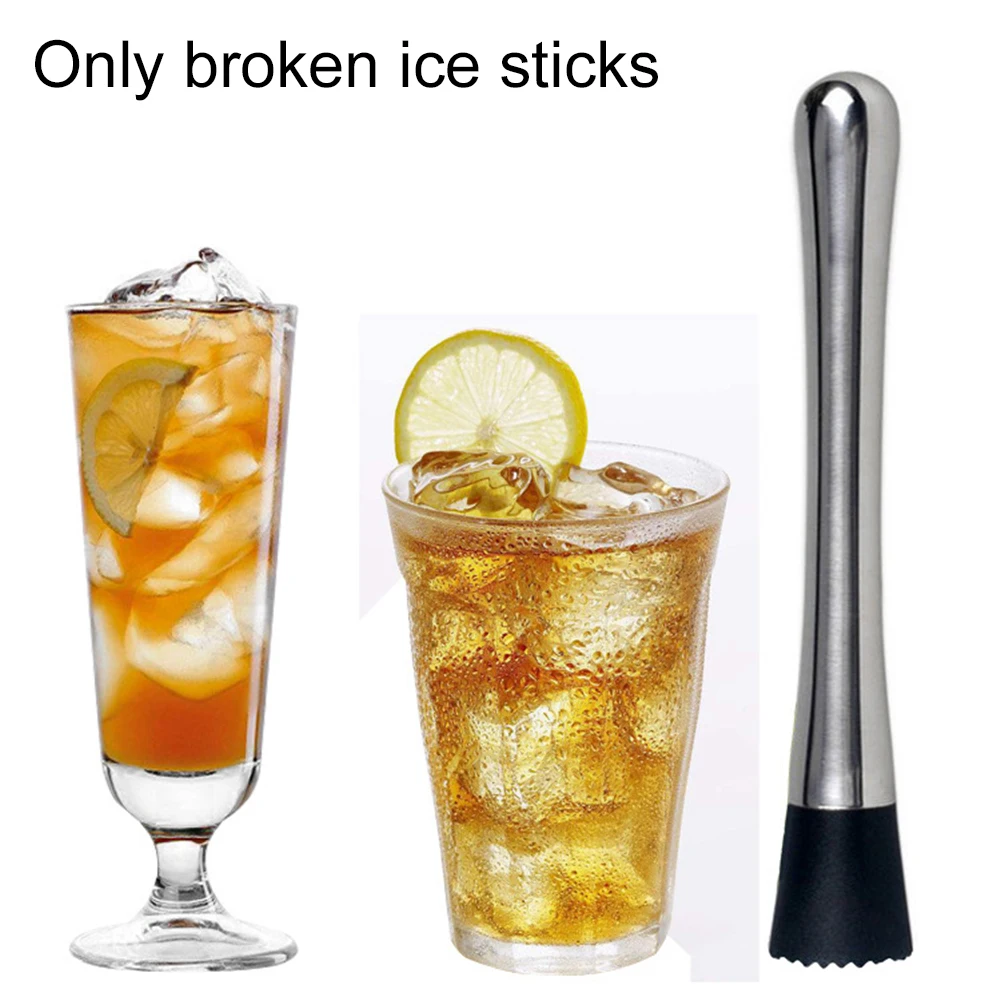 

With Grooved Muddler Bar Supplies Stainless Steel Cocktail Kitchen Supply Pestle Portable Barware Crushed Ice Tools