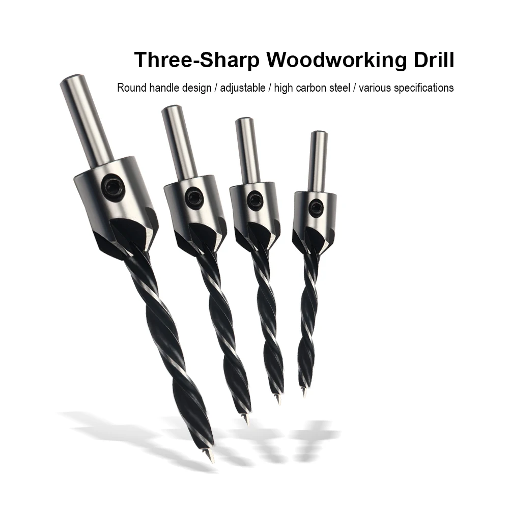 JelBo 4PCS Countersink Drill Bit + 1PC Hex Shank 5 Flute Chamfer Reamer Tool Drill Bit Set For Woodworking (3/4/5/6MM ) JelBo 4PCS Countersink Drill Bit + 1PC Hex Shank 5 Flute Chamfer Reamer Tool Drill Bit Set For Woodworking (3/4/5/6MM )