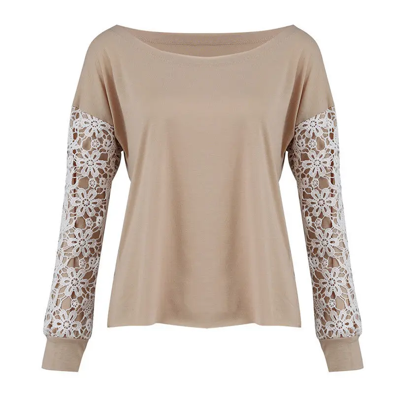 

Three Colors Women Appliques Loose Autumn Casual Style Patchwork Top Ladies Long Sleeve Size S-XL
