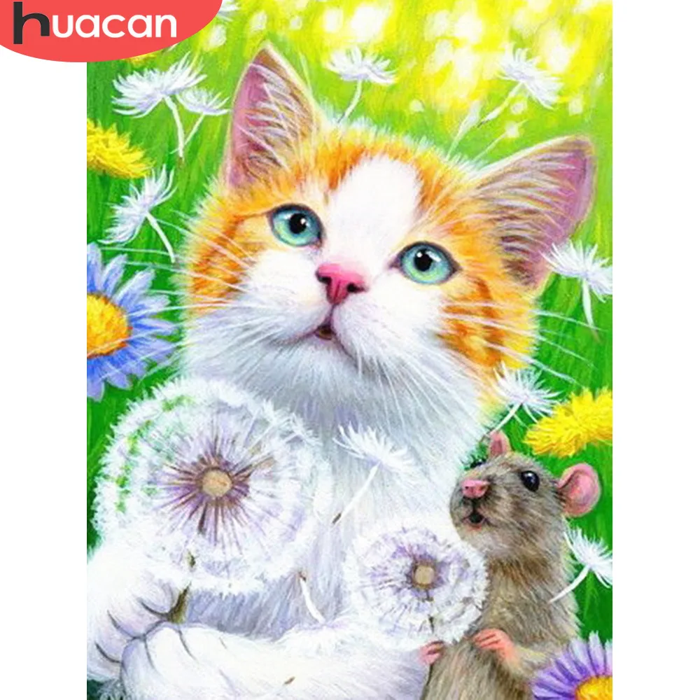 

HUACAN DIY Diamond Painting Embroidery Sale Animal Cat Rhinestone Picture Full Square Diamond Mosaic Cross Stitch Home Decor