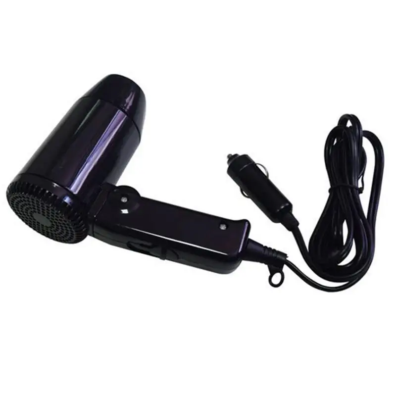  12V Portable Folding Hair Drier Car Hair Dryer Super Auto Hair Travel Hairdryer Fast Drying Black C