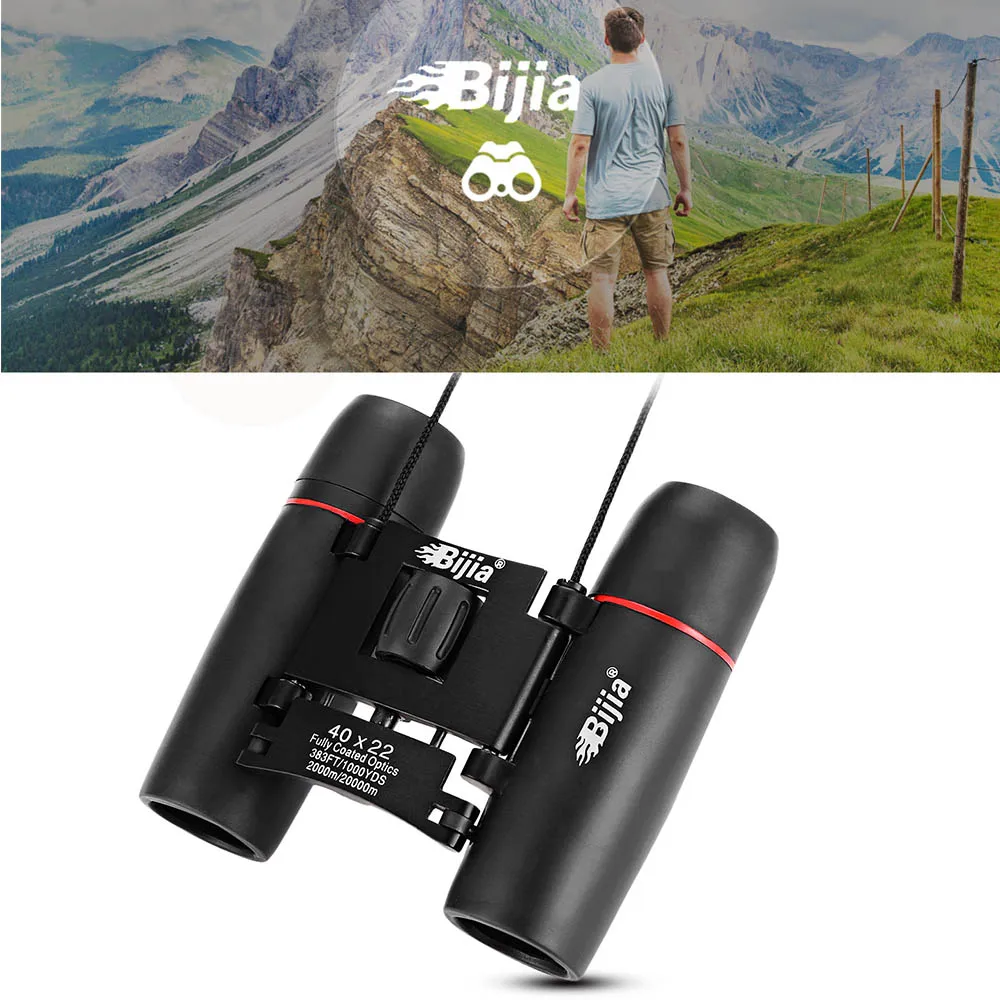 BIJIA 40X22 2000 M/20000 M HD الليلية المهنية مناظير واسعة زاوية BAK4 بريزم مصغرة في الهواء الطلق للطي التخييم الصيد تلسكوب