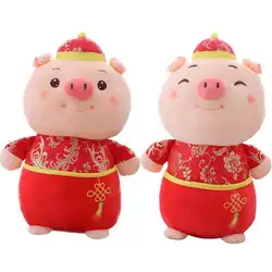 1 шт. 2019 новый год Китайский красная свинья плюшевый талисман игрушка Зодиак Мягкая игрушка "поросенок" милый мультфильм годовой встречи