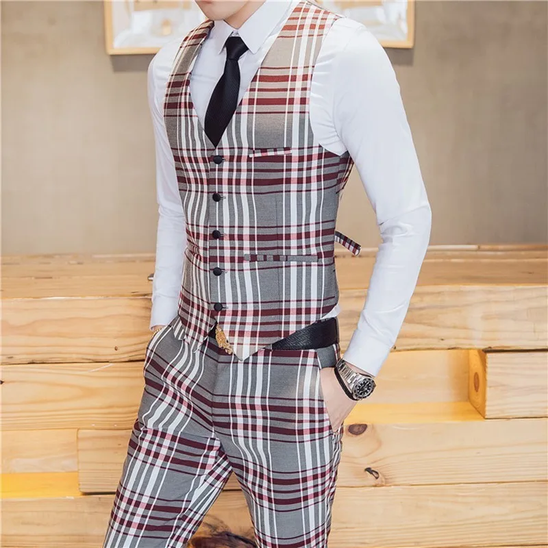 Suits Men British Latest Coat Pant Designs Mens Suit Slim Fit Plaid Stage Performance Wedding Dress Tuxedos Suits Men British Latest Coat Pant Designs Mens Suit Slim Fit Plaid Stage Performance Wedding Dress Tuxedos