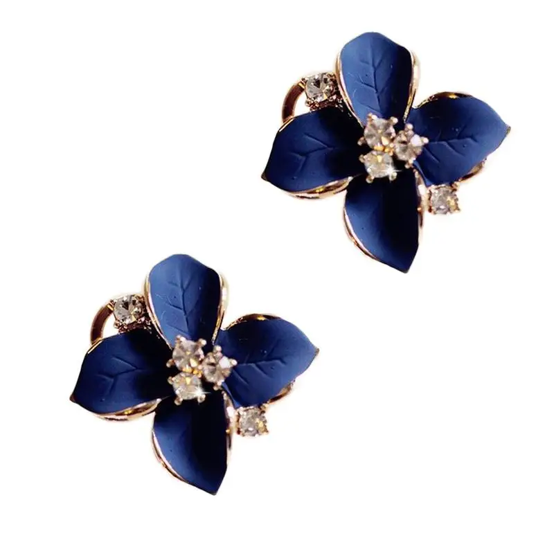 

Trendy Royal Blue Three-dimensional Matte Camellia Ear Earrings For Women Fashion Flower Shaped Earrings Jewelry