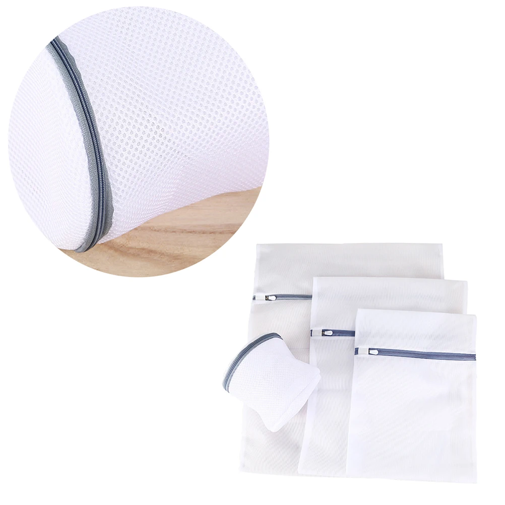 4 قطعة دائم المنزلية شبكة الغسيل أكياس رمادي سستة غسل أكياس سميكة السفر حقيبة التخزين ل بلوزة الملابس الداخلية الجوارب