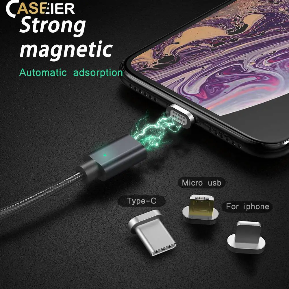 

CASEIER Magnetic 2.4 A Cable Micro USB Type C For iPhone 7 8 Plus XR Magnetic Fast Charge Cable For iPhone Tablet Android Cables