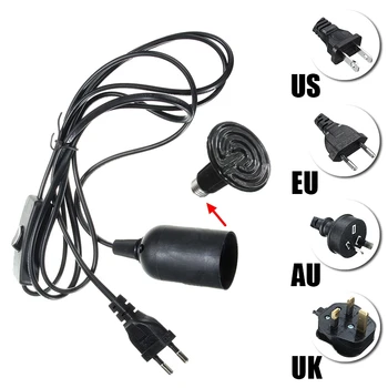 

2M Cable E27 Lamp Base Socket Light Holder For Reptile Ceramic Infrared Heat Emitter Bulb Light Lamp US EU UK AU Plug