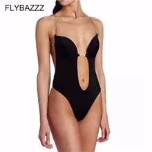 New Women Bodysuit One Piece Thong Swimsuit Invisible Bra Deep Plunge Thong Sexy Backless Female Plunge Bathing Suit Monokini palm print backless plunge padded one piece bathing suit