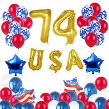 

American Independence Day July 4th Aluminum Film Balloon Set Flag Five-Pointed Star Patriotic Decoration Celebration Balloon