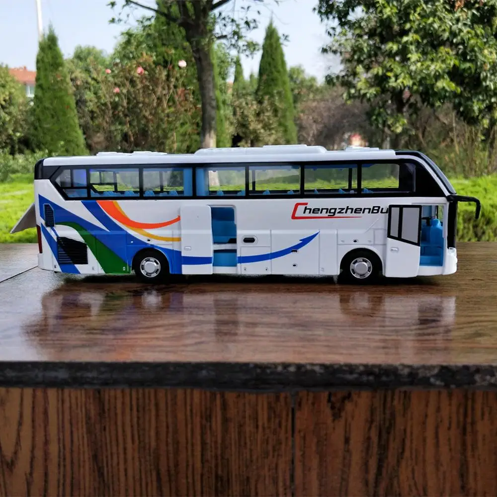1:32 Масштаб сплав металл литья под давлением модель автомобиля для путешествий Открытый тур туристический автобус коллекция автобусов автомобиль игрушки со звуком и светильник