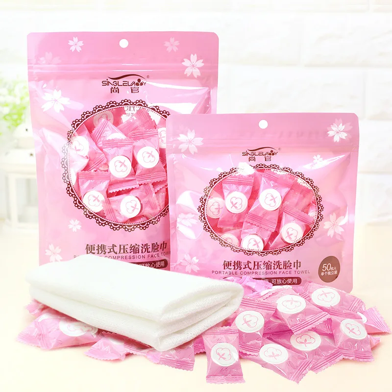 

30pcs/bag Compressed Makeup Washcloth Disposable Cleaning Face Towel Mini Cotton Non-woven Cosmetic Towel for Travel