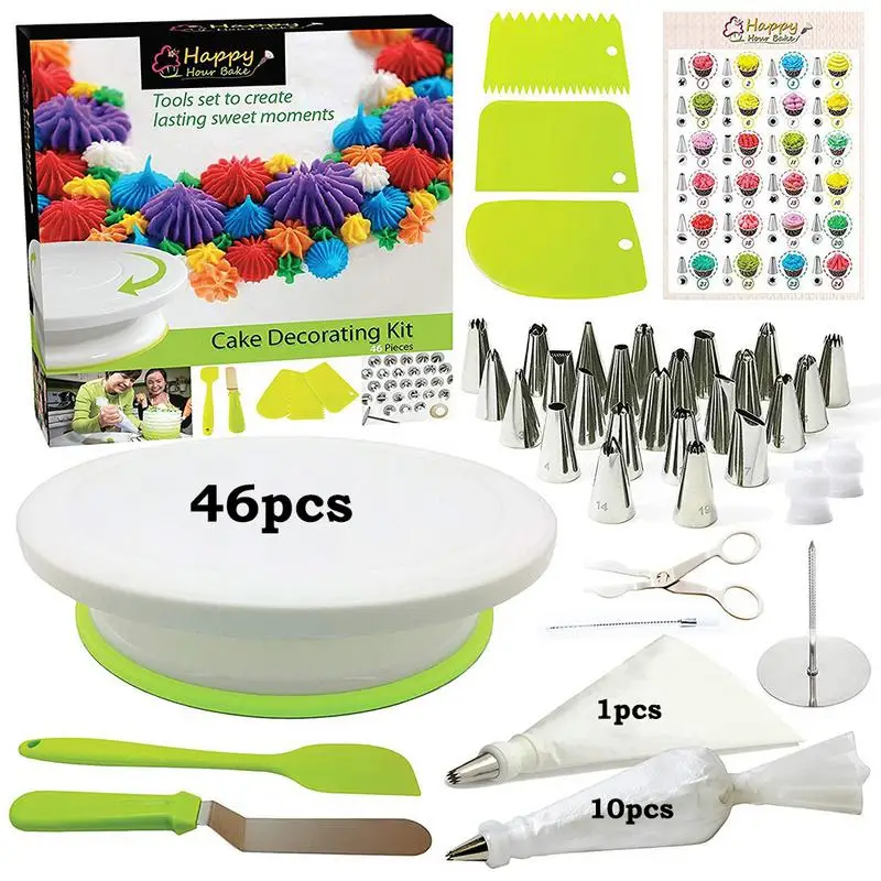 

46PCS Multi-function Cake Decorating Kit Rotating Cake Decoration Kit Kitchen Dessert Baking Pastry DIY Baking tools Supplies
