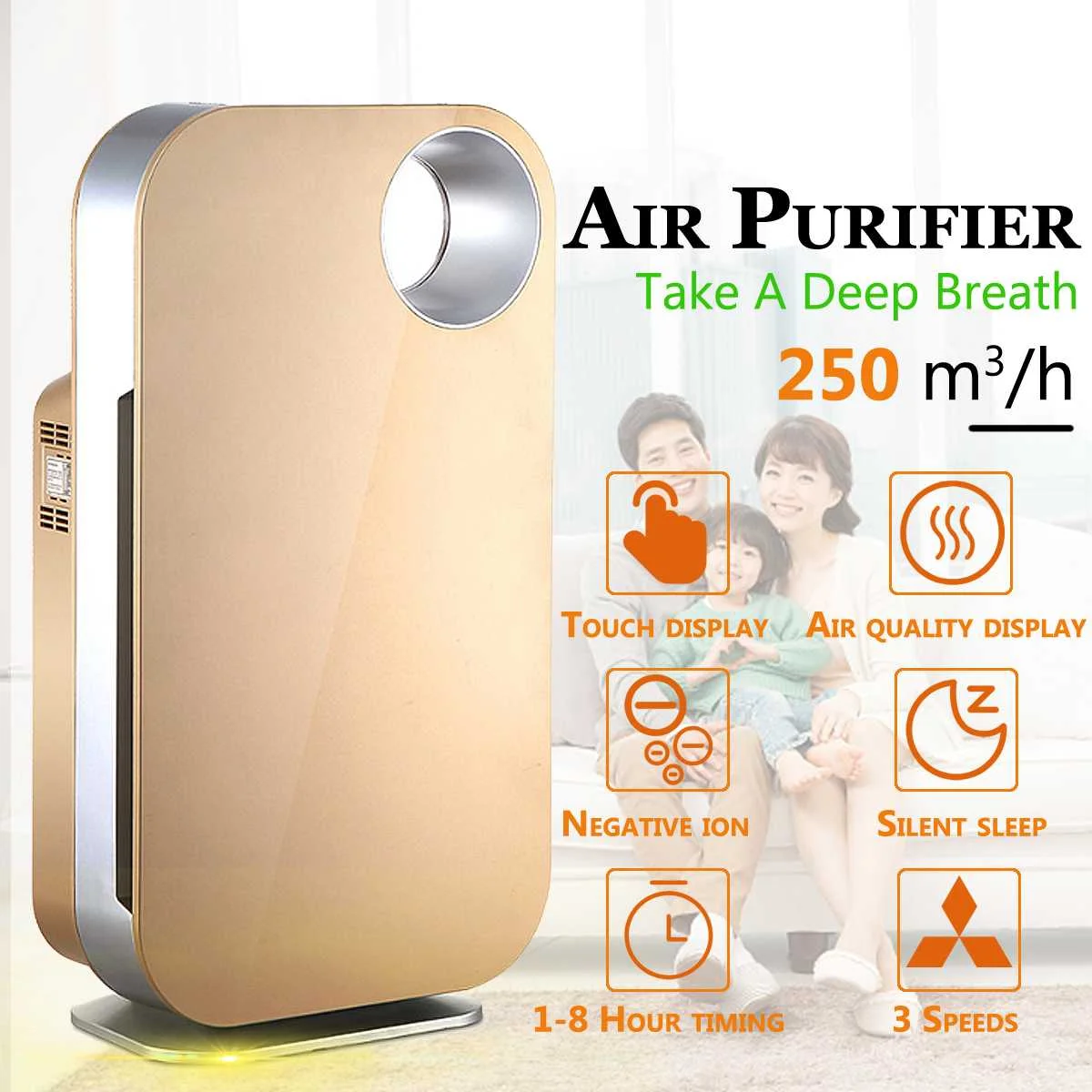 

Home Office Air Purifier with Filter Ozone Generator Ionizer For Smoke Home Pets Air Cleaner Formaldehyde PM2.5 Dust Remover