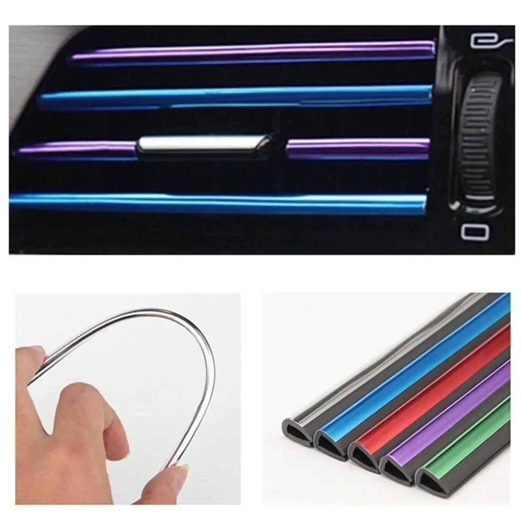

10PC 20CM Car Styling Car Air Conditioning Outlet Molding Strip U Style Auto Air Conditioning Tape Decorative Strip Car Stickers