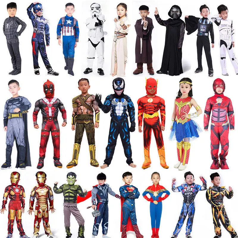 

Kids Boys Girls Spiderman Deadpool Iron Man Thor Jedi Knight Captain Marvel America Hulk Wonder Woman Avengers Costume Cosplay