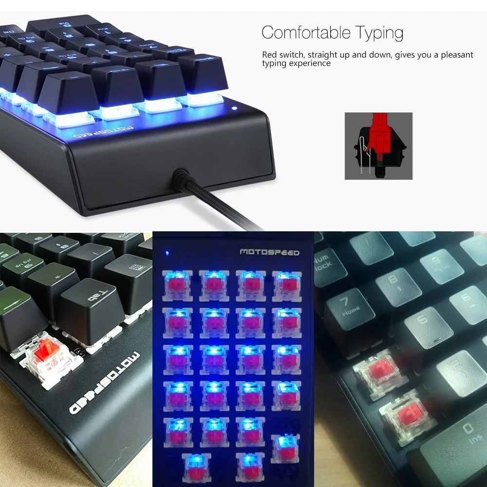 Motospeed K22 Механическая цифровая клавиатура USB Mini Numpad проводной красный