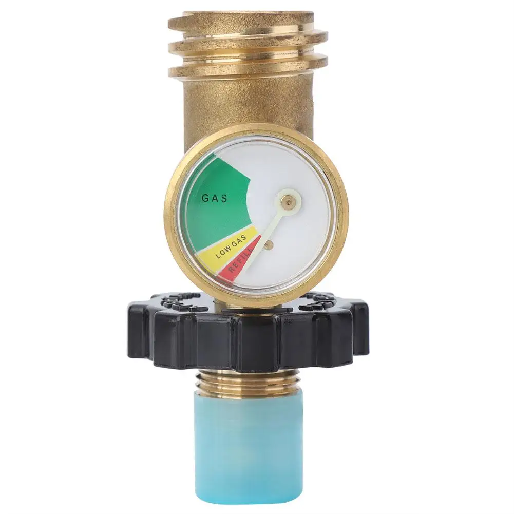 

TOPINCN Work With BBQ Grills, Camping Stoves Propane Tank Brass Adapter W/ Pressure Meter Gauge