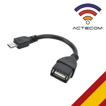 ACTECOM Cable Adaptador OTG On The Go Micro B Macho a USB Tipo A Hembra Negro para Samsung Galaxy S7 S6 Xiaomi Redmi Note 6 Pro