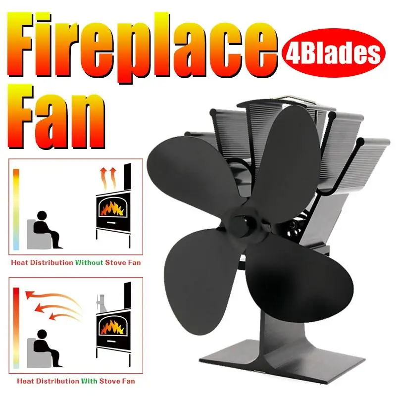 

Fireplace Fan 4 Blade Heat Powered Stove Fan Log Wood Burner Eco Friendly Quiet Home Efficient Heat Distribution Fuel Saving