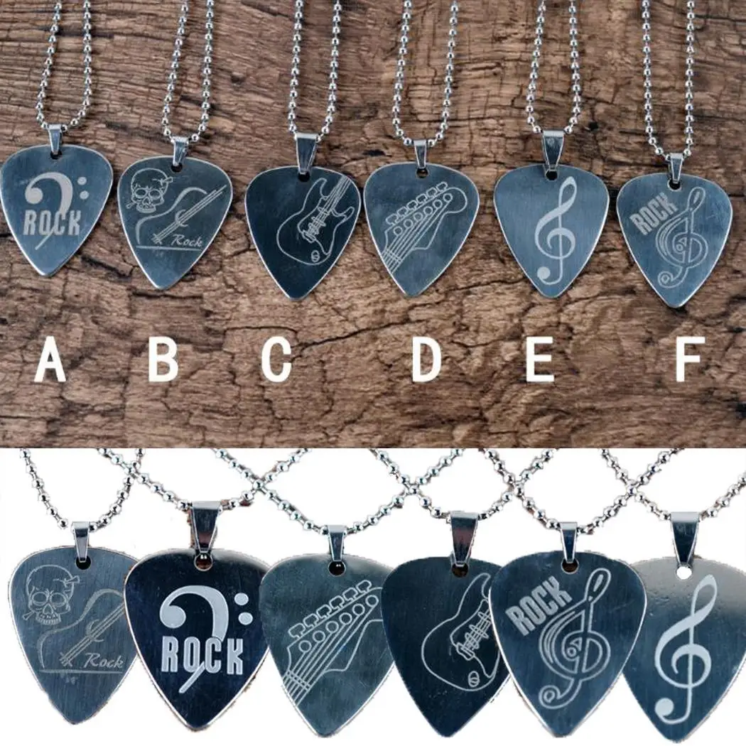 

Stainless Steel Guitar Pick Necklace Musical Instrument Home, Show, Store,etc. Plucked Pendant Accessories