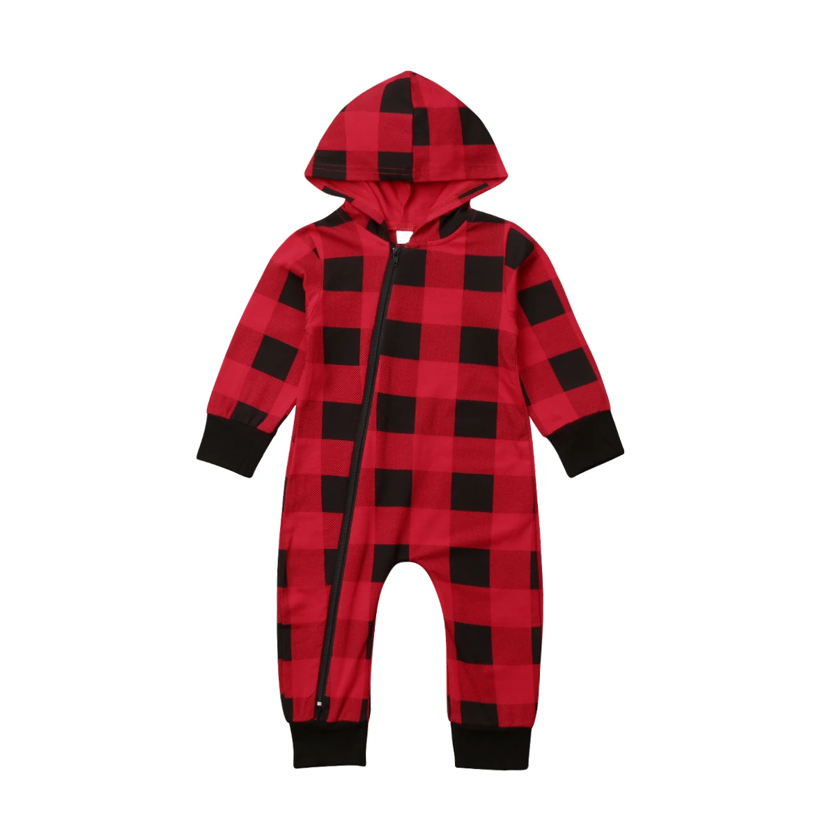 Rompers 2018 XMAS Newborn Baby Boy Girl Kid Hooded Plaid Long Sleeve