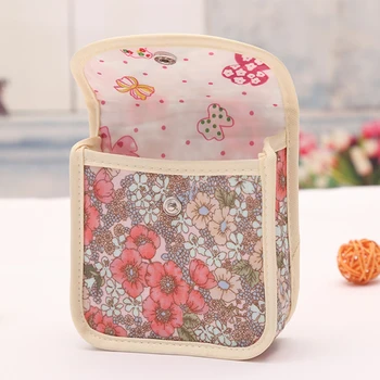 

New Vintage Small Floral Print Reusable Coin Purses Girls Children's Mini Wallet Change Purse Menstrual Sanitary Pads Button Bag