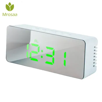 

Digital LED Mirror Alarm Clock Night Mode Snooze Function Thermometer Alarm Table Desktop Electronic Clocks USB Charging