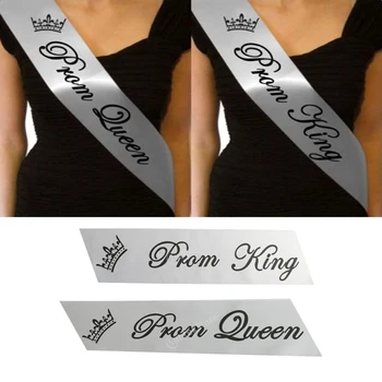 

2pcs/Set Satin Prom Sashes Prom King Queen Sash Graduation Accessories Party & Holiday DIY Decorations